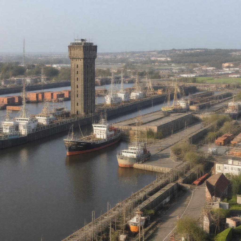 AI-created image of Grimsby Docks