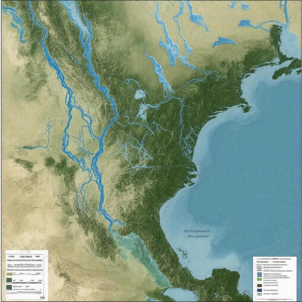 Click to view larger image AI-created image of Gulf of Mexico drainage basin