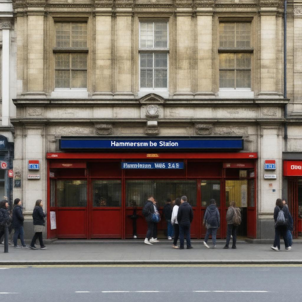 AI-created image of Hammersmith tube station (District, Piccadilly, Hammersmith & City lines)