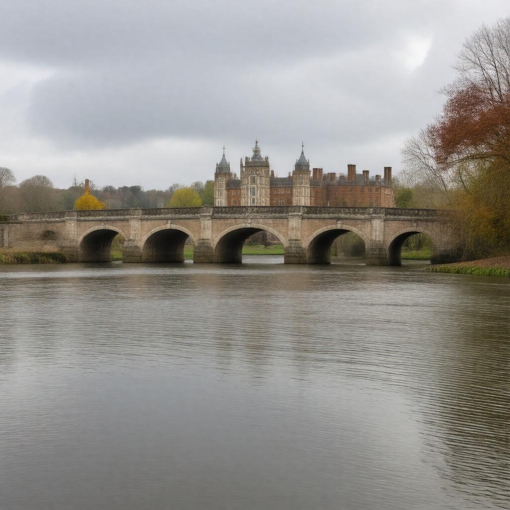 Click to view larger image AI-created image of Hampton Court Bridge