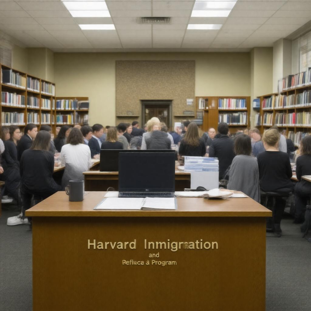 Click to view larger image AI-created image of Harvard Immigration and Refugee Clinical Program