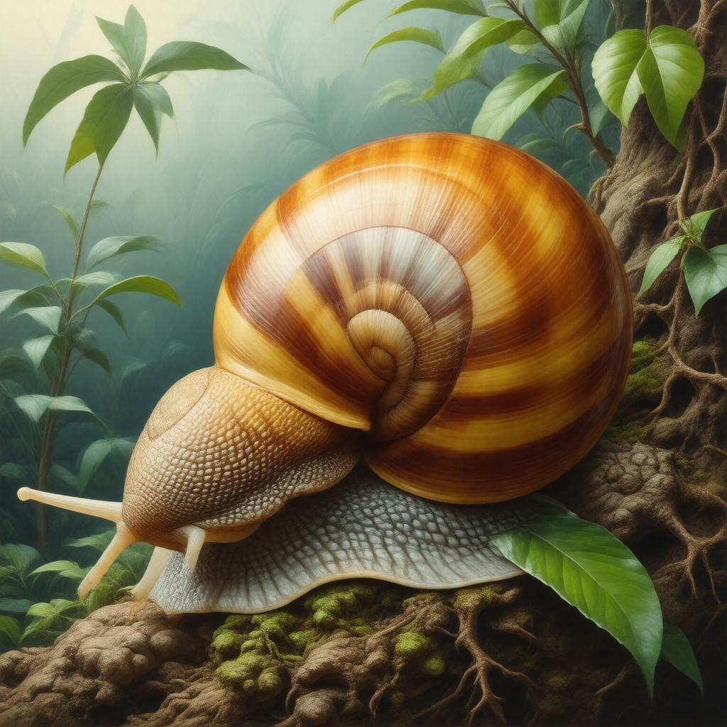Click to view larger image AI-created image of Hawaiian tree snail