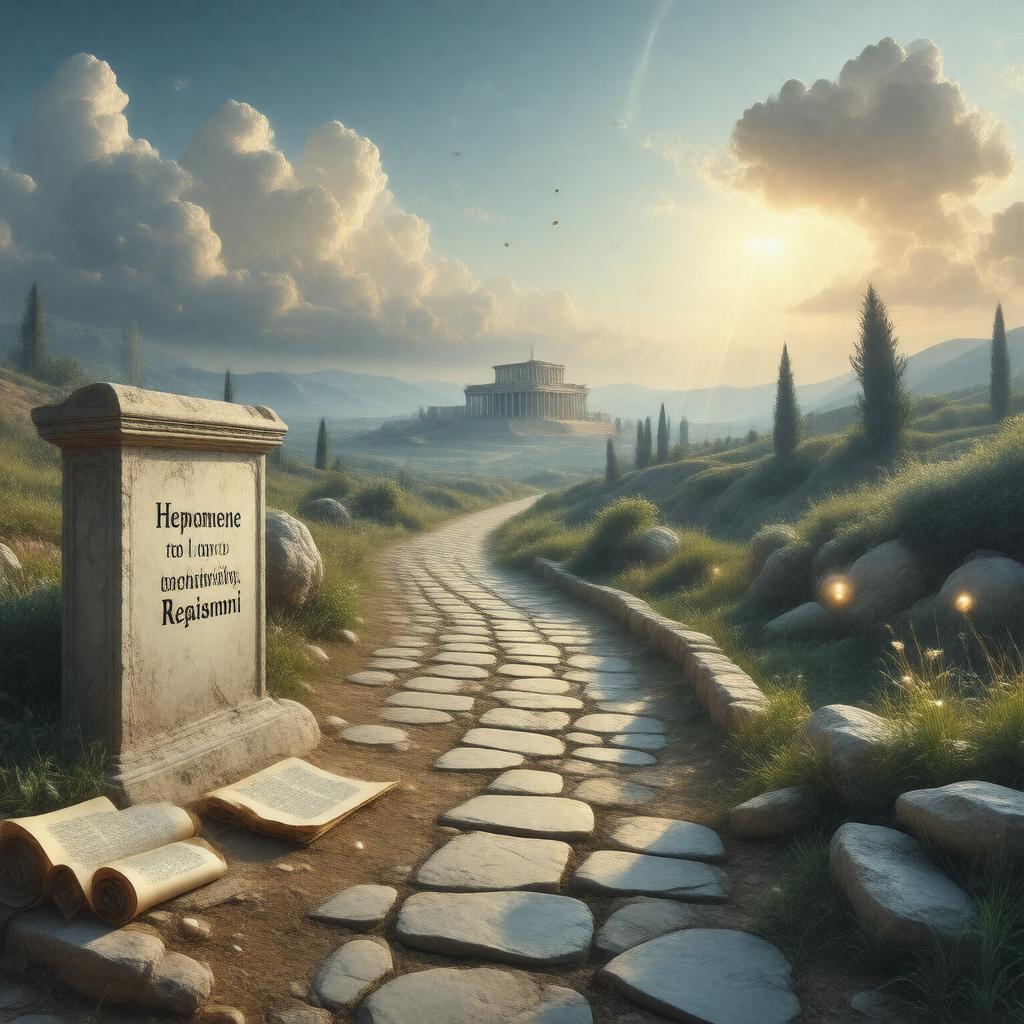 AI-created image of Hepomene toi logismoi (Following the Way of Reason)