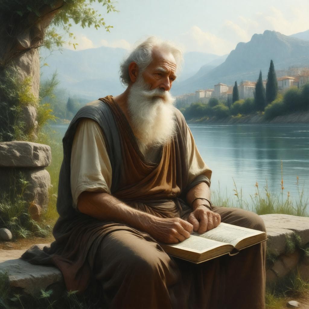 Click to view larger image AI-created image of Heraclitus