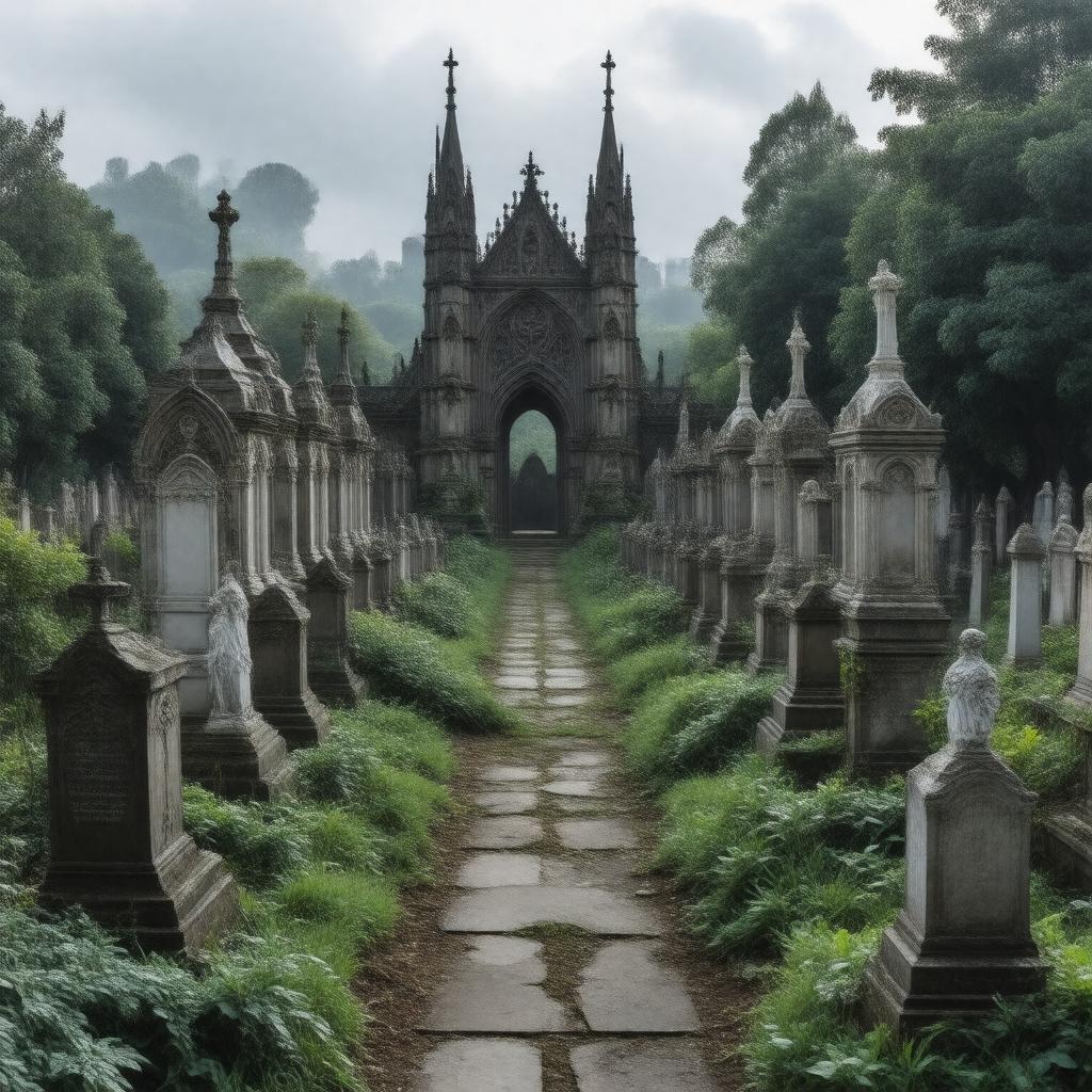 AI-created image of Highgate Cemetery