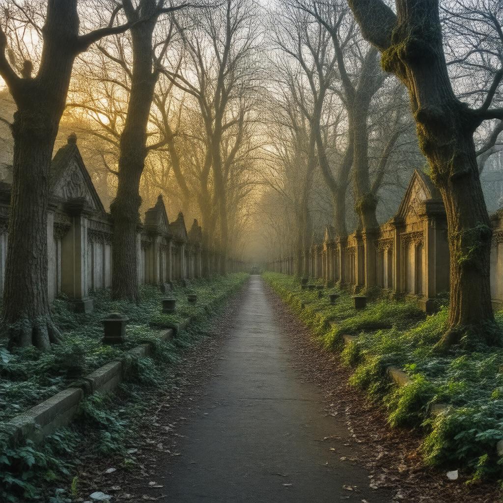 AI-created image of Highgate Cemetery, London