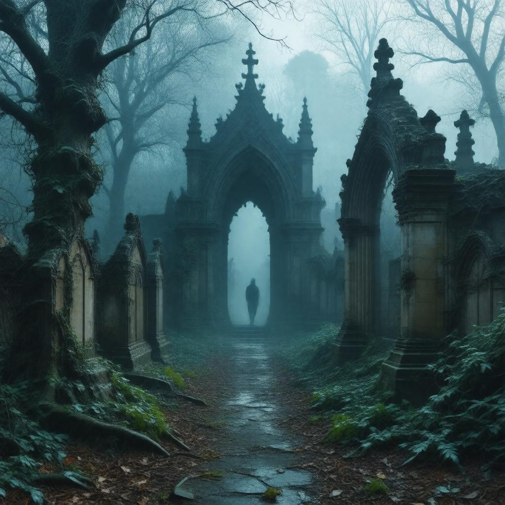 Click to view larger image AI-created image of Highgate Vampire legend