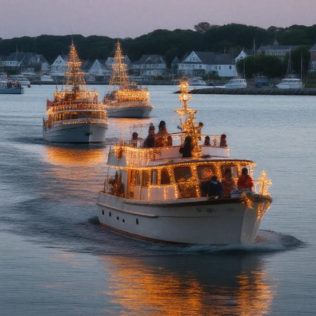 AI-created image of Hingham Harbor Christmas Boat Parade