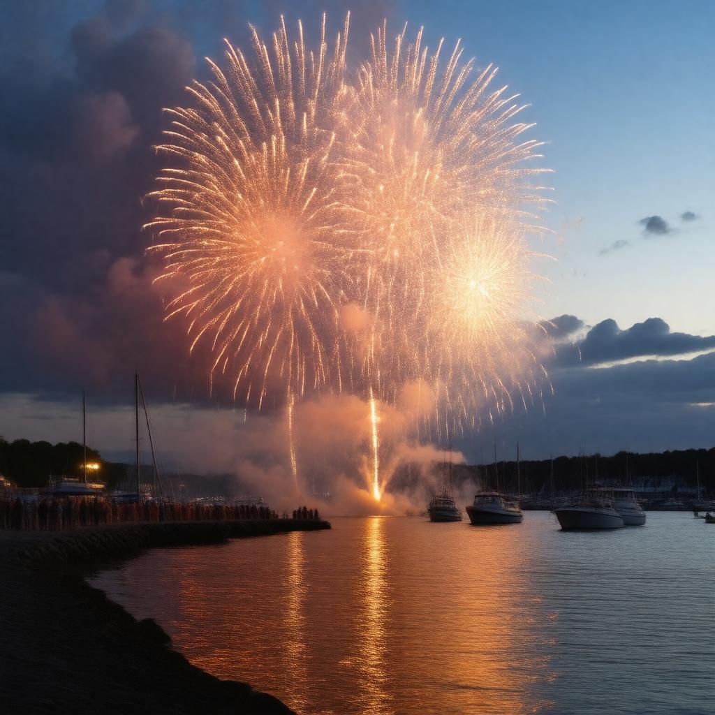 AI-created image of Hingham Harbor Fourth of July Fireworks
