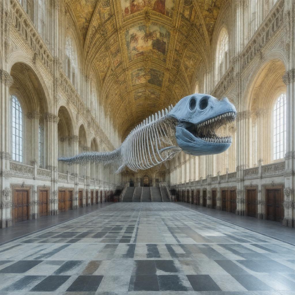 AI-created image of Hintze Hall, Natural History Museum, London