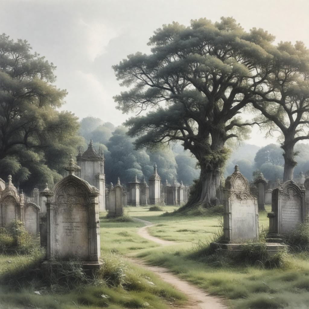 AI-created image of Holywell Cemetery, Oxford