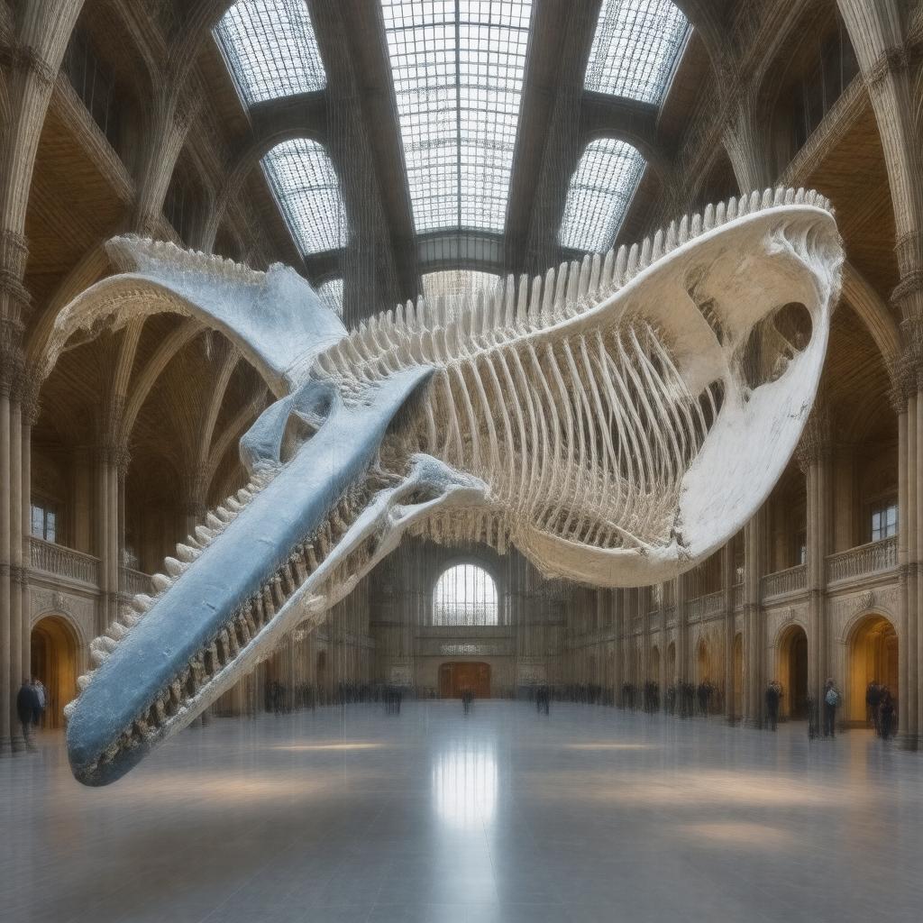 AI-created image of Hope the blue whale skeleton