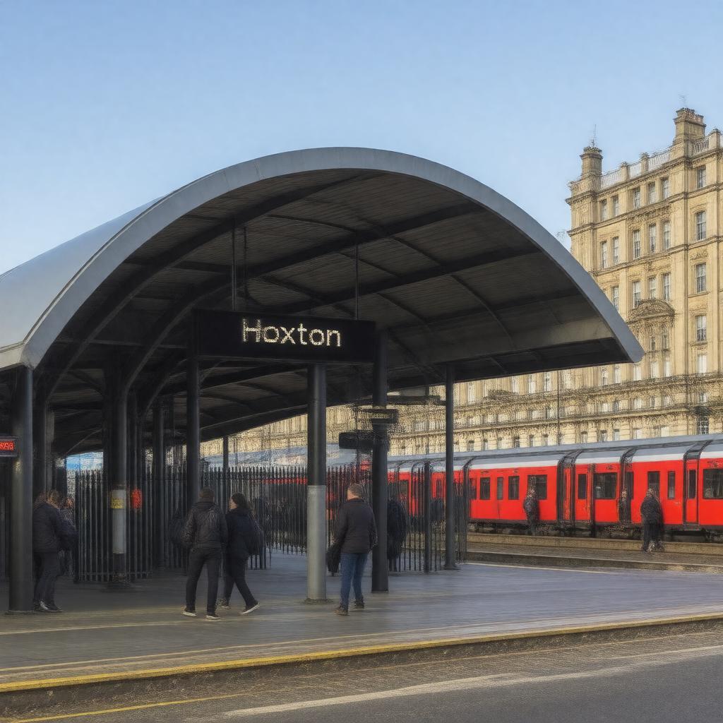 AI-created image of Hoxton railway station
