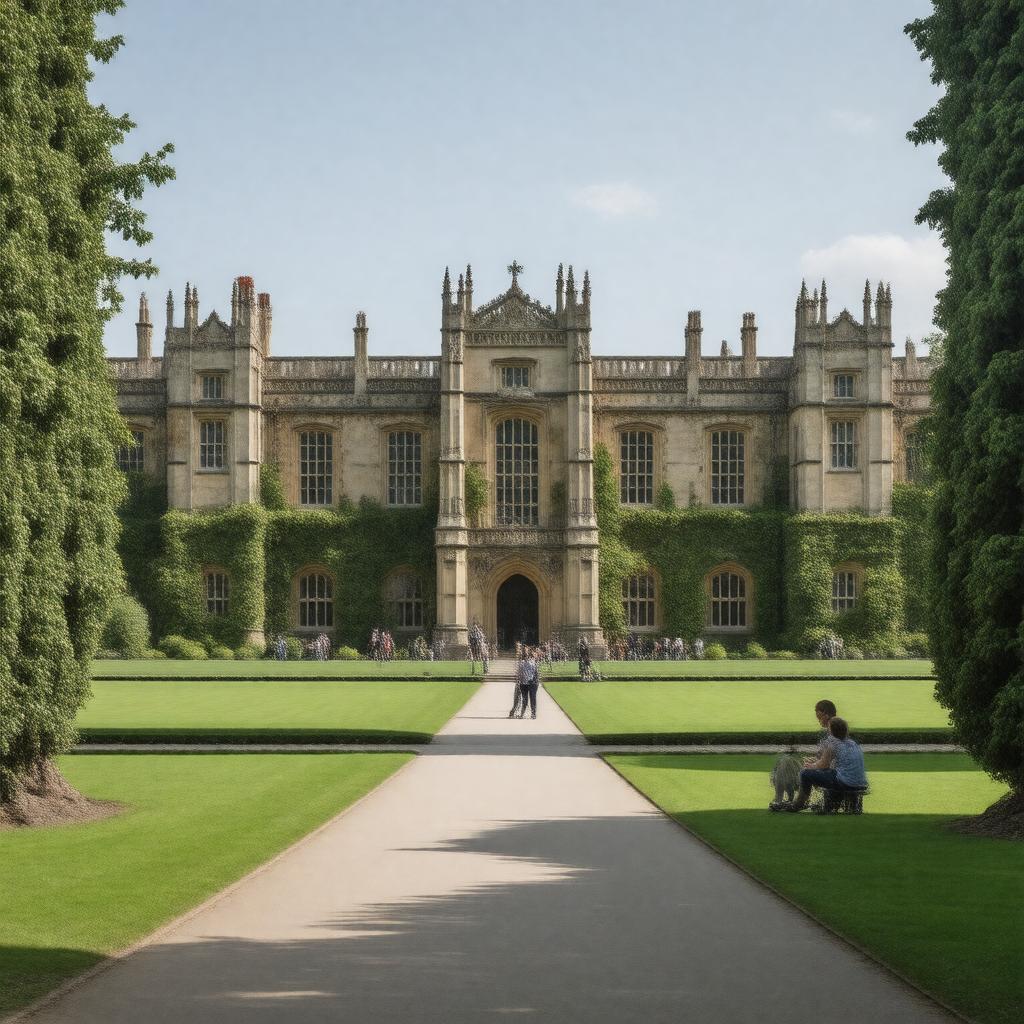 AI-created image of Hughes Hall, Cambridge