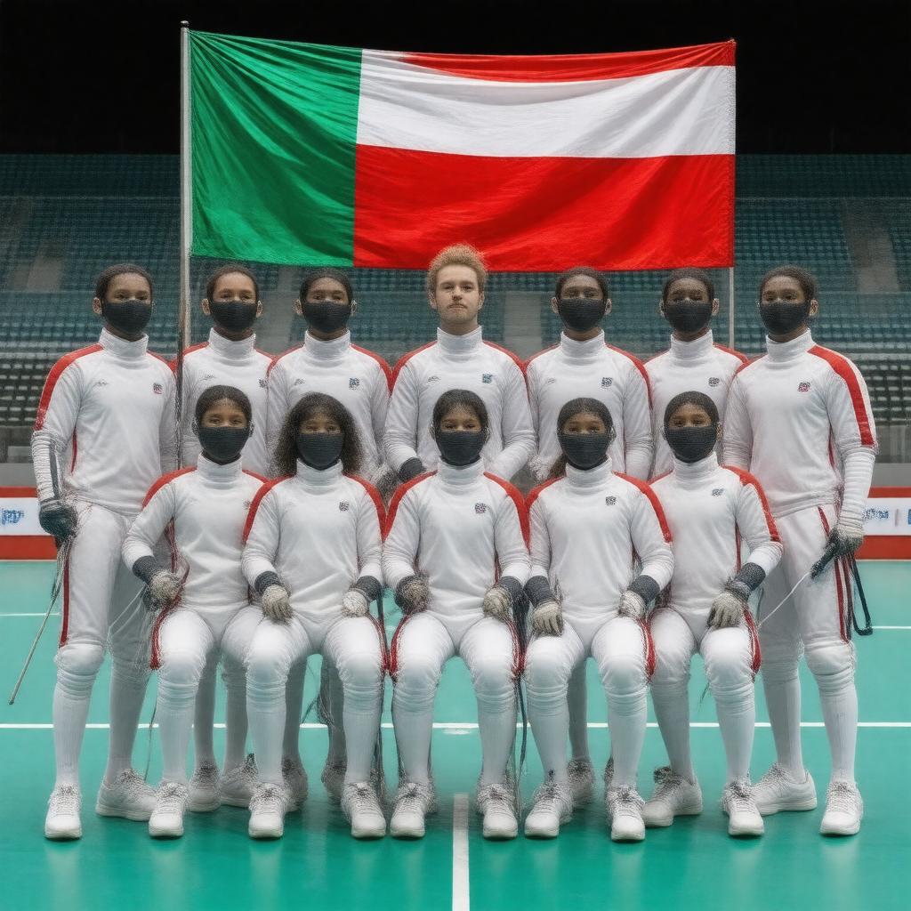 Click to view larger image AI-created image of Hungary fencing team