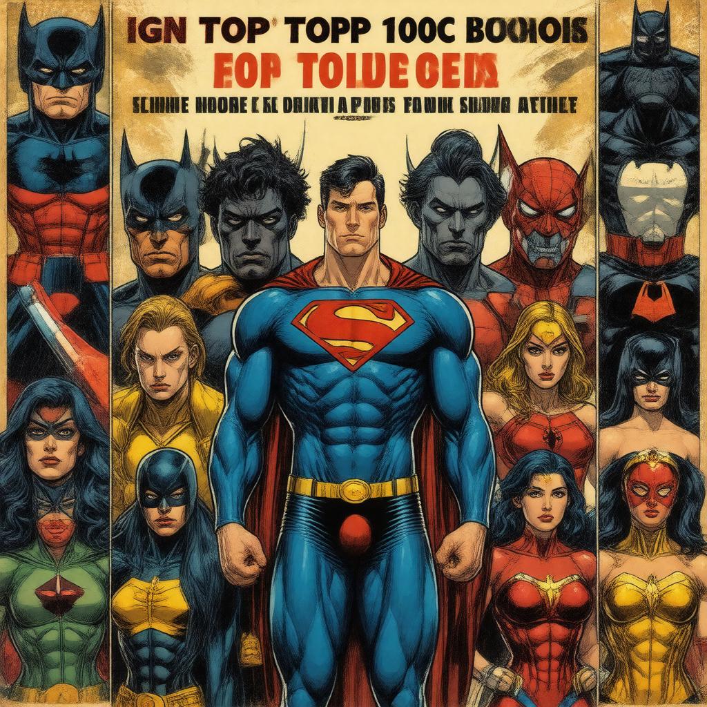 AI-created image of IGN's Top 100 Comic Book Heroes
