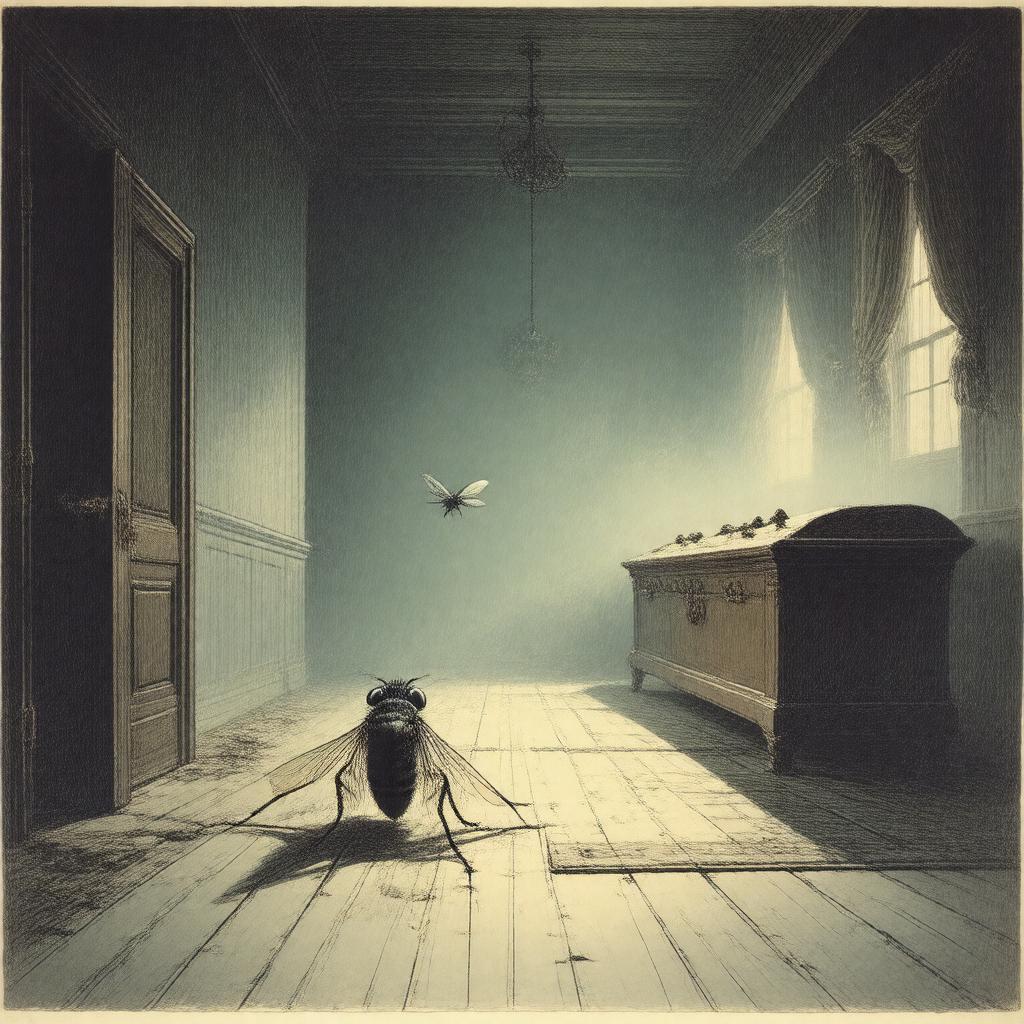 Click to view larger image AI-created image of I heard a Fly buzz—when I died—
