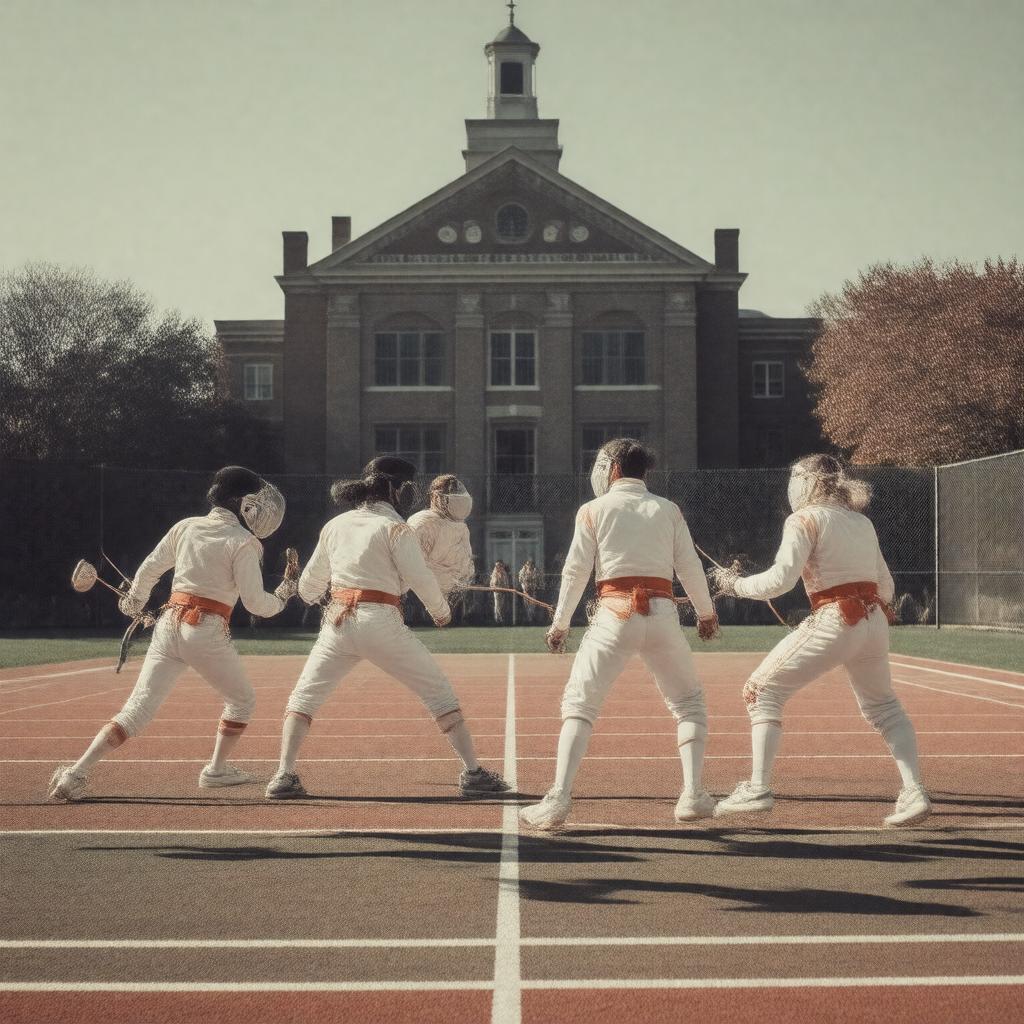 Click to view larger image AI-created image of Illinois Fighting Illini fencing