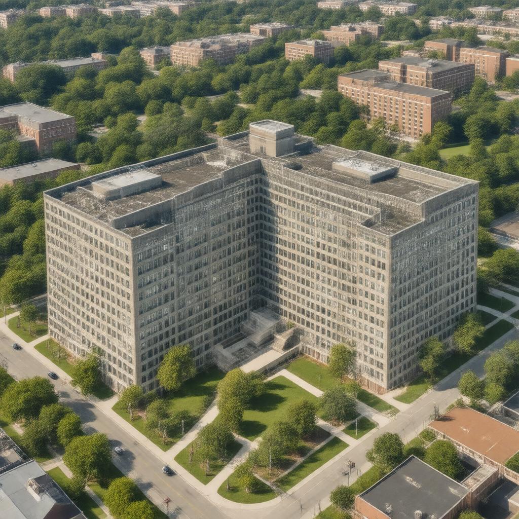 AI-created image of Illinois Street Residence Halls