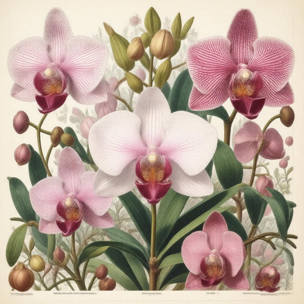 AI-created image of Illustrations of Orchidaceous Plants