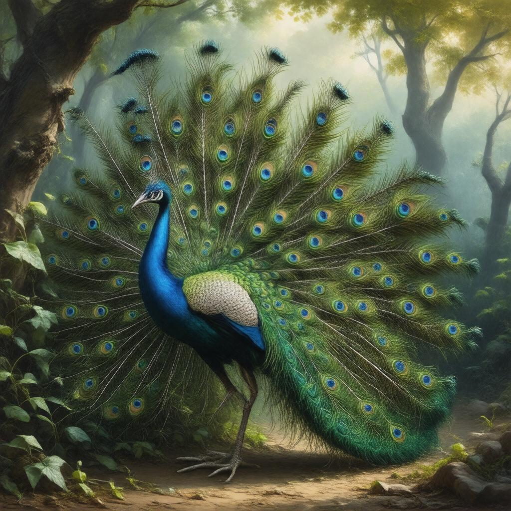 AI-created image of Indian peacock
