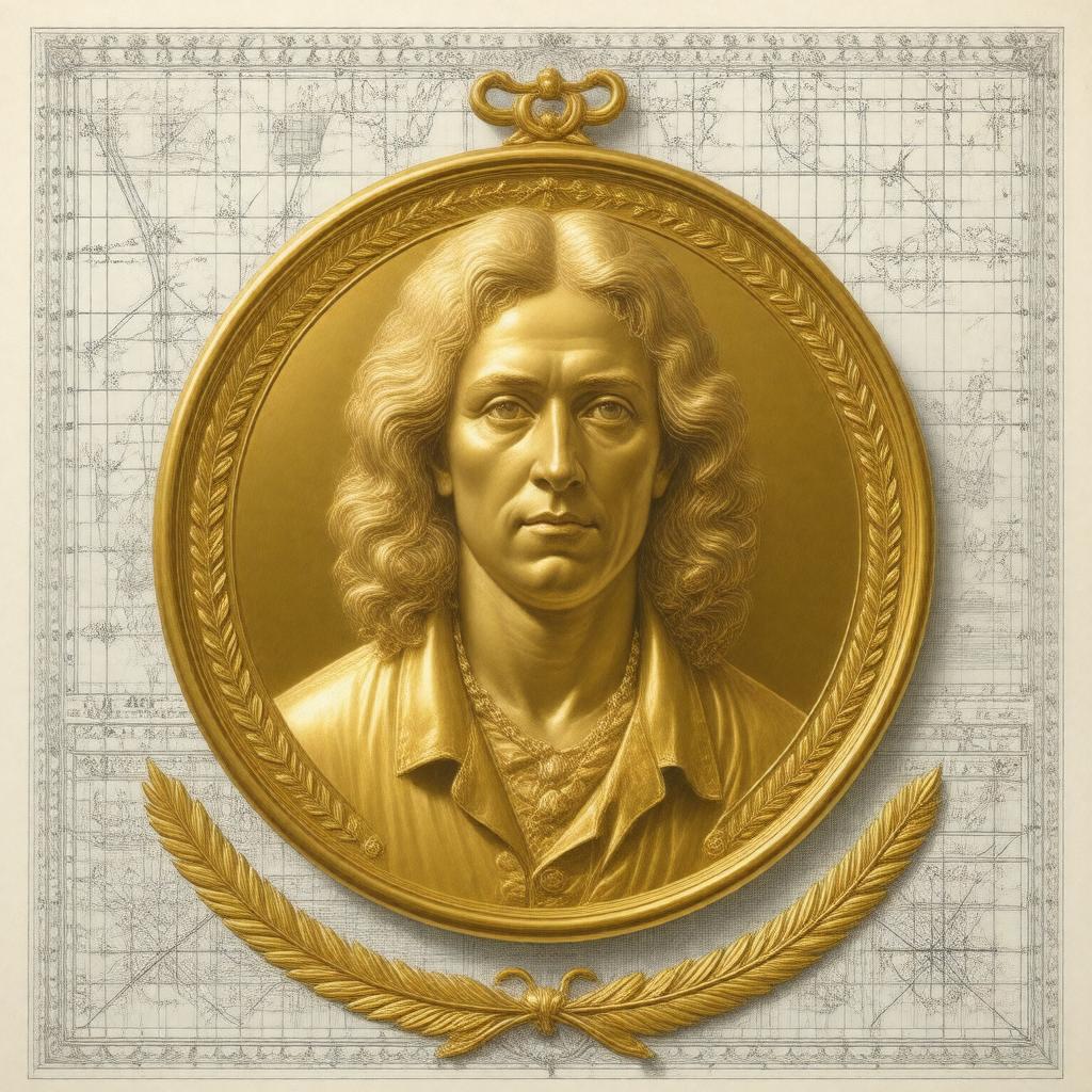 Click to view larger image AI-created image of Isaac Newton Medal
