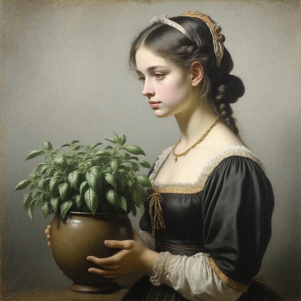 AI-created image of Isabella and the Pot of Basil