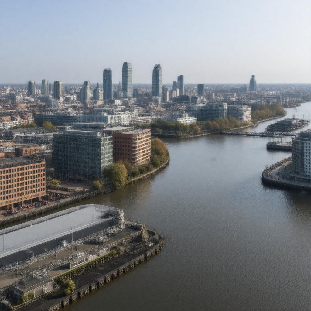 Click to view larger image AI-created image of Isle of Dogs, London, England