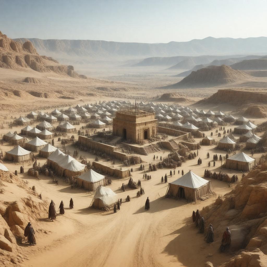 Click to view larger image AI-created image of Israelite camp
