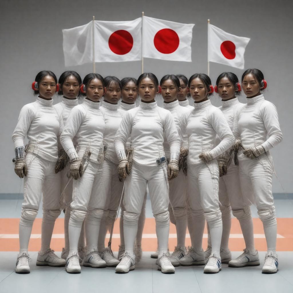 Click to view larger image AI-created image of Japan fencing team