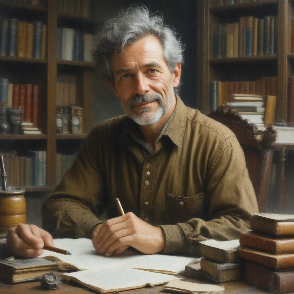 Click to view larger image AI-created image of Jasper Fforde