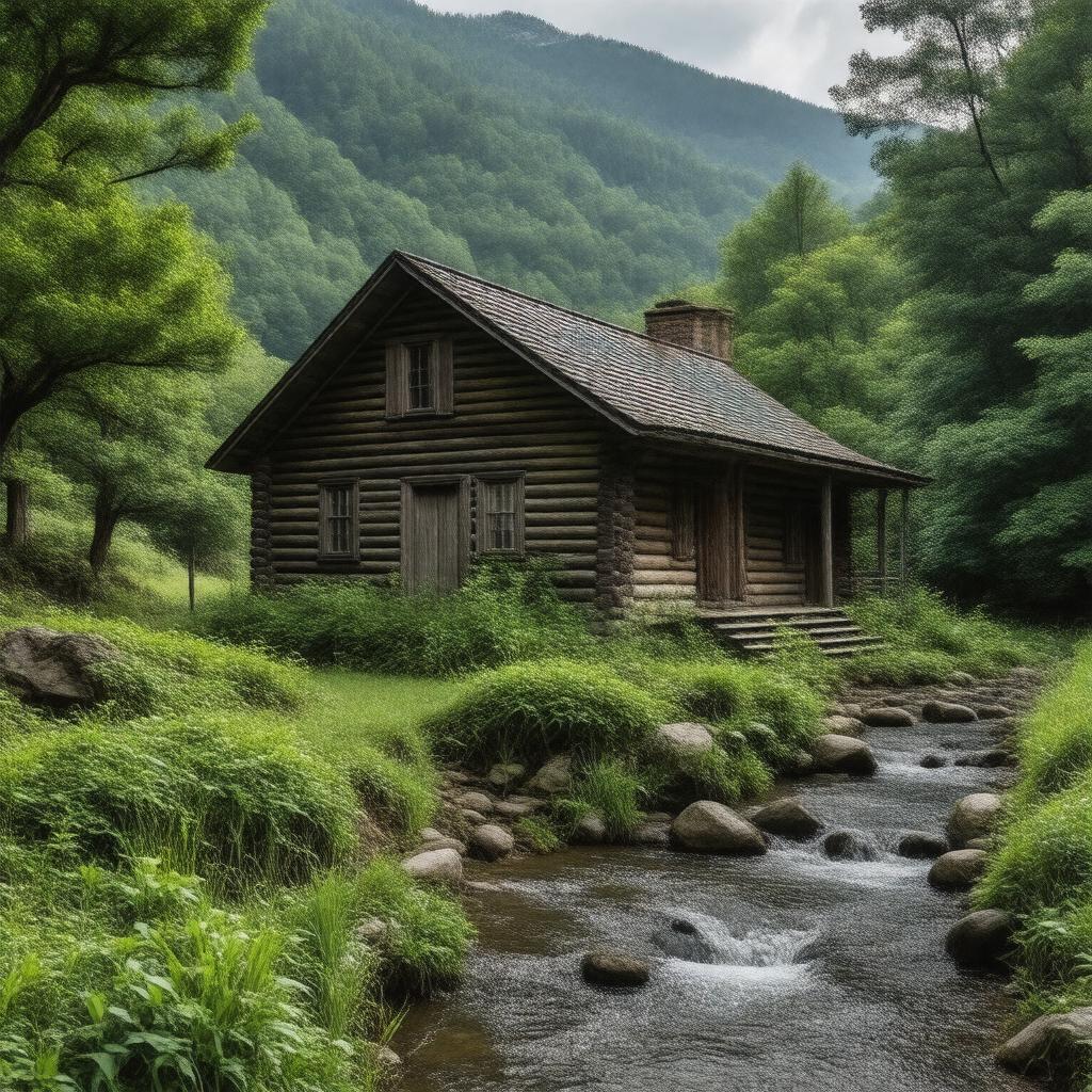 Click to view larger image AI-created image of John Oliver Cabin