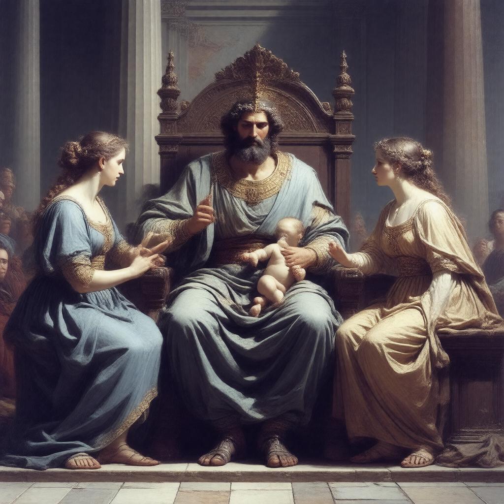 AI-created image of Judgment of the two women and the baby