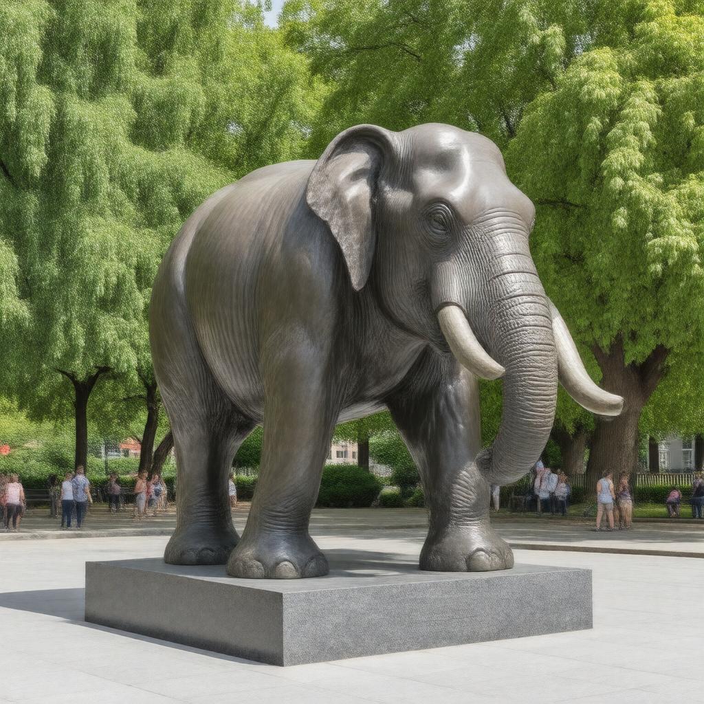 AI-created image of Jumbo the Elephant monument