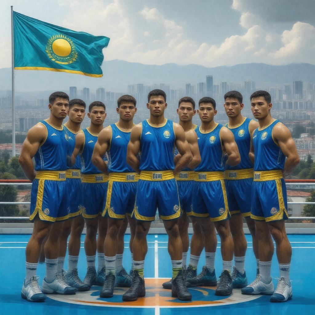 Click to view larger image AI-created image of Kazakhstan boxing team