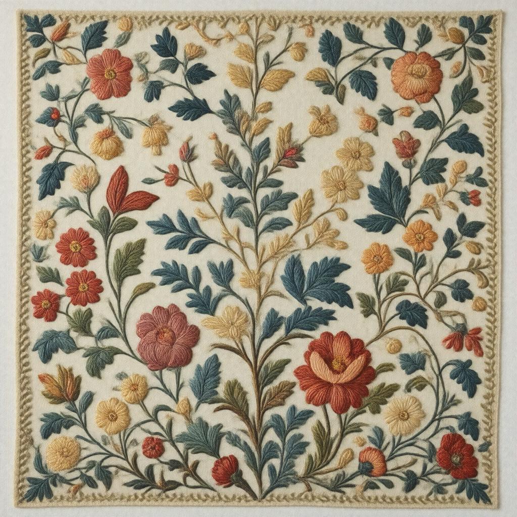 AI-created image of Kelmscott Manor embroidery