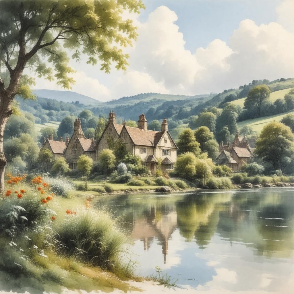 AI-created image of Kelmscott, Oxfordshire, England
