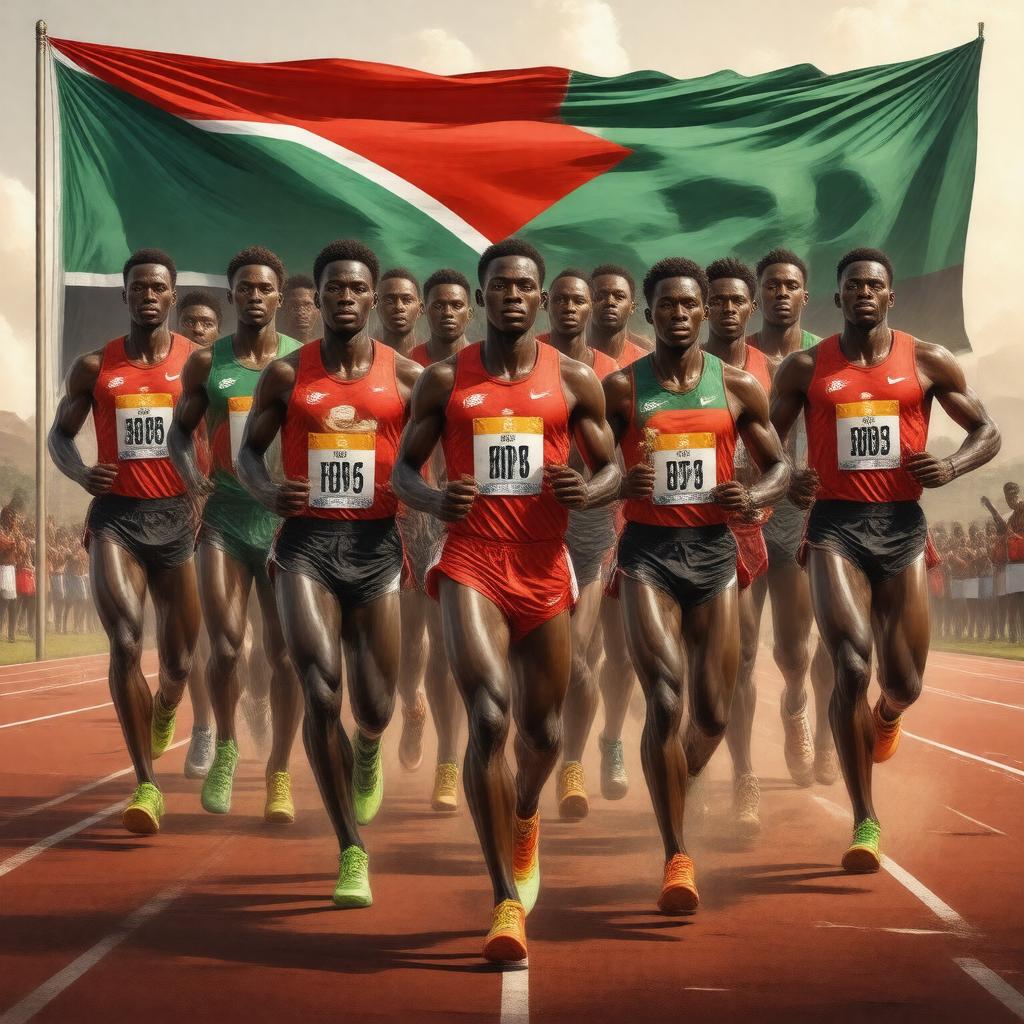 Click to view larger image AI-created image of Kenya track and field team
