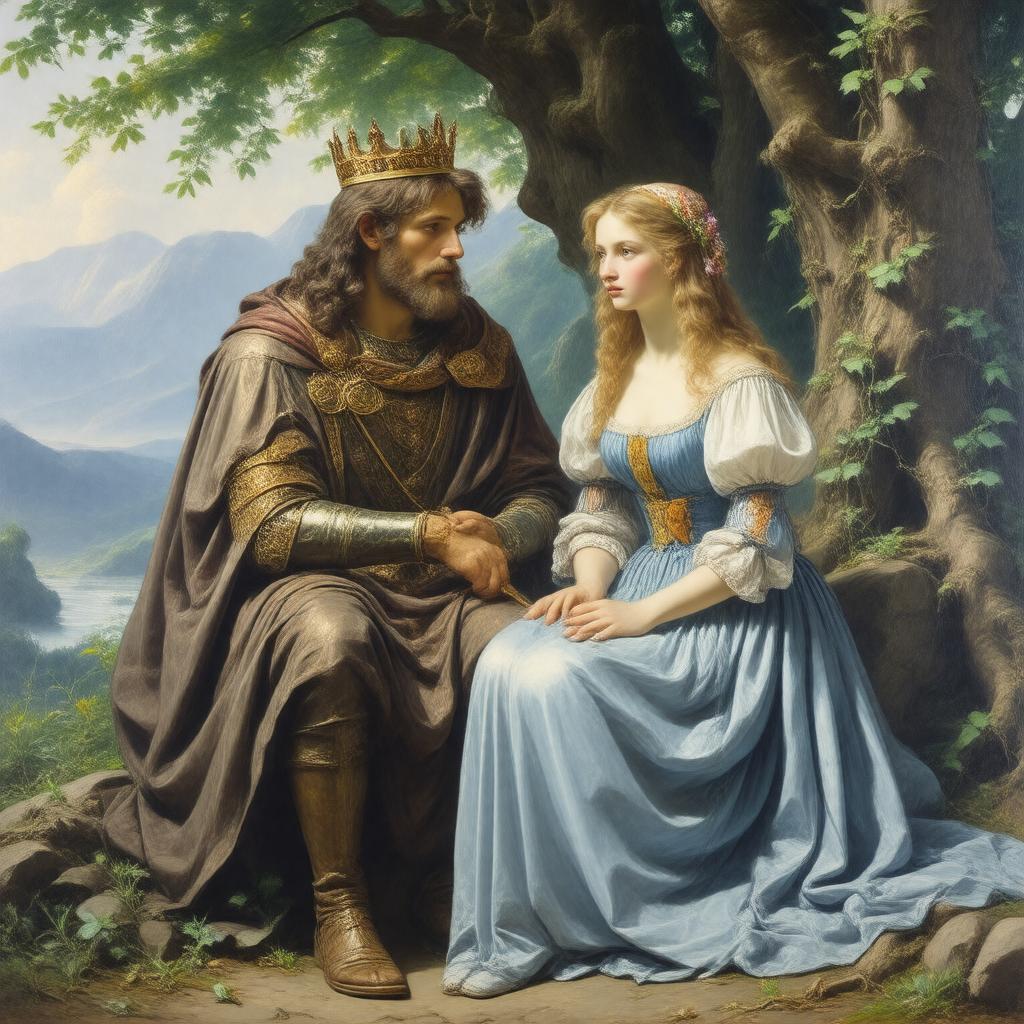 Click to view larger image AI-created image of King Cophetua and the Beggar Maid