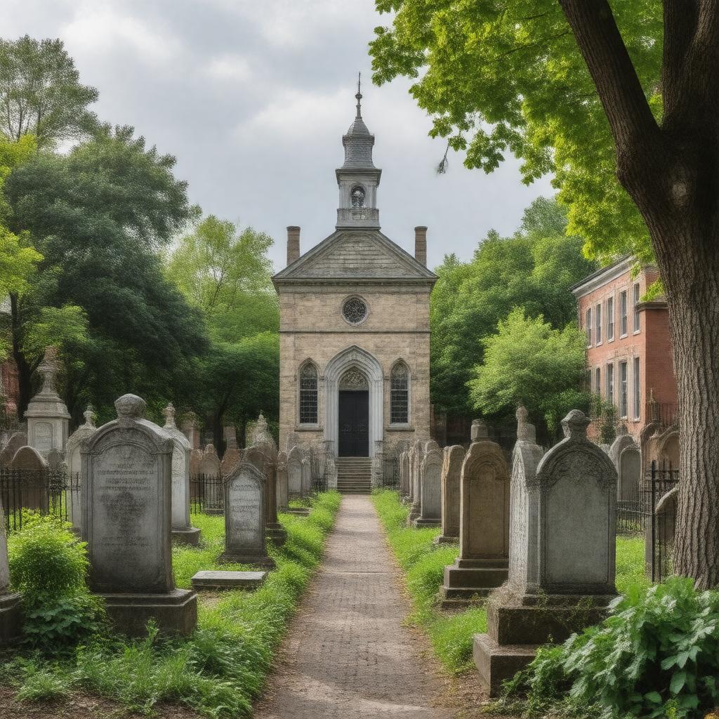 AI-created image of King's Chapel Burying Ground, Boston