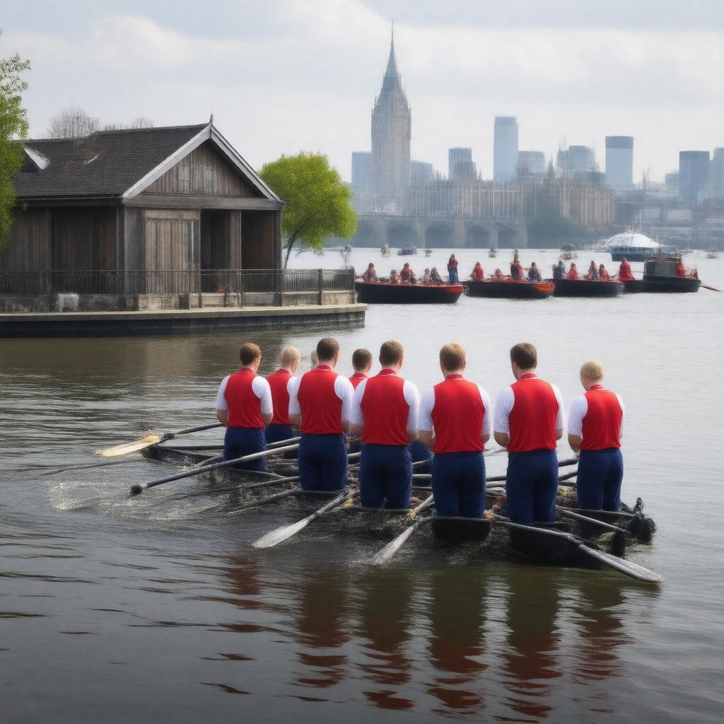 Click to view larger image AI-created image of King's College London Rowing Club