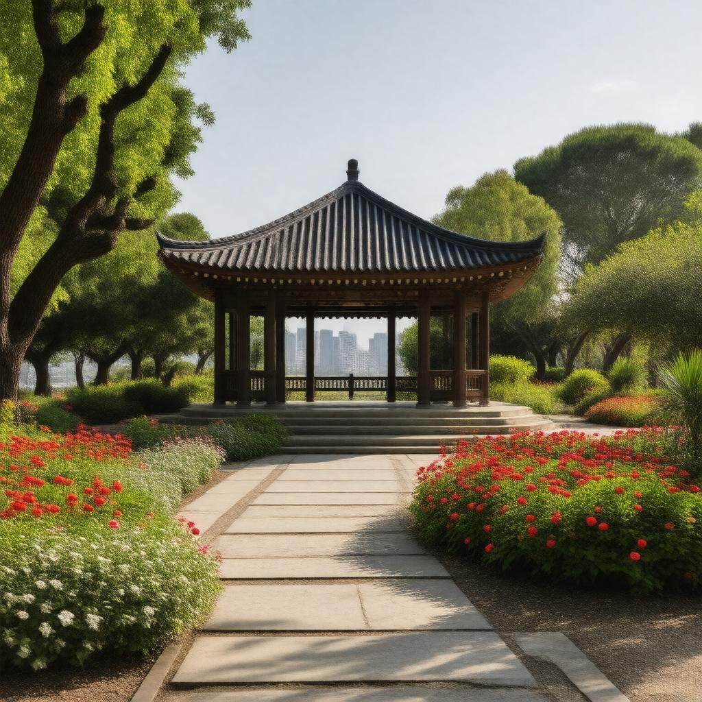 AI-created image of Koreatown Pavilion Garden