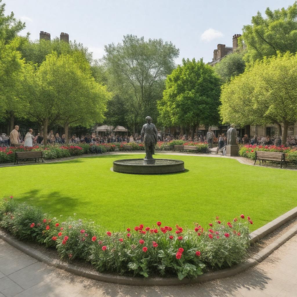AI-created image of Leicester Square Gardens