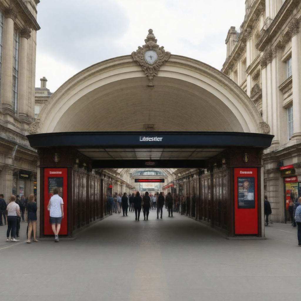 AI-created image of Leicester Square tube station