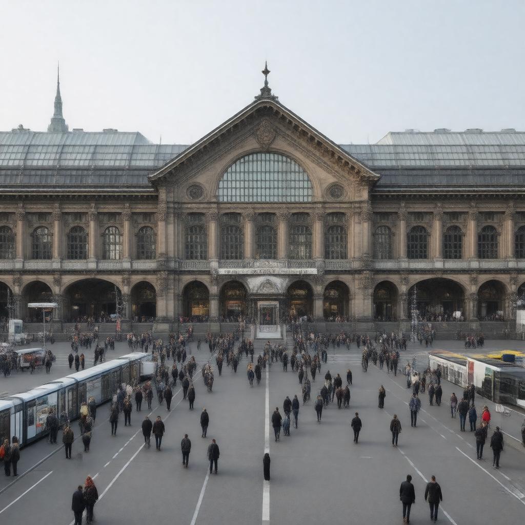 Click to view larger image AI-created image of Leipzig Hauptbahnhof
