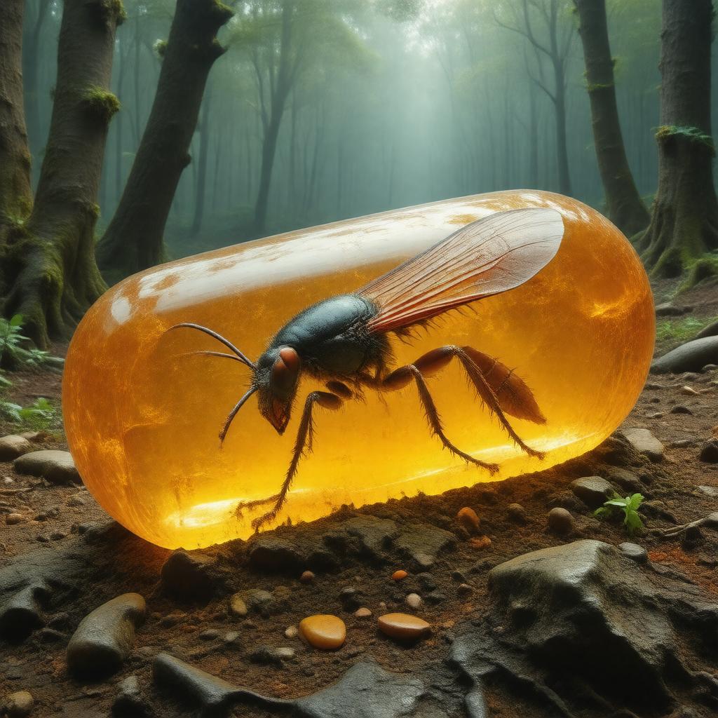 AI-created image of Life in Amber