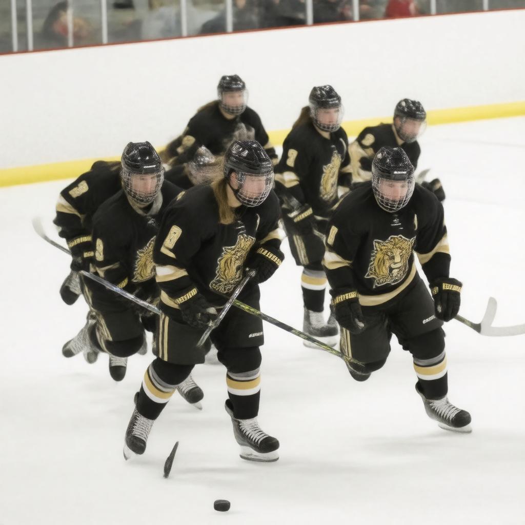 AI-created image of Lindenwood University women's ice hockey team
