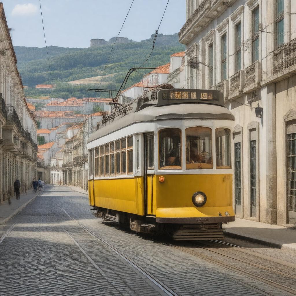 Click to view larger image AI-created image of Lisbon Tram