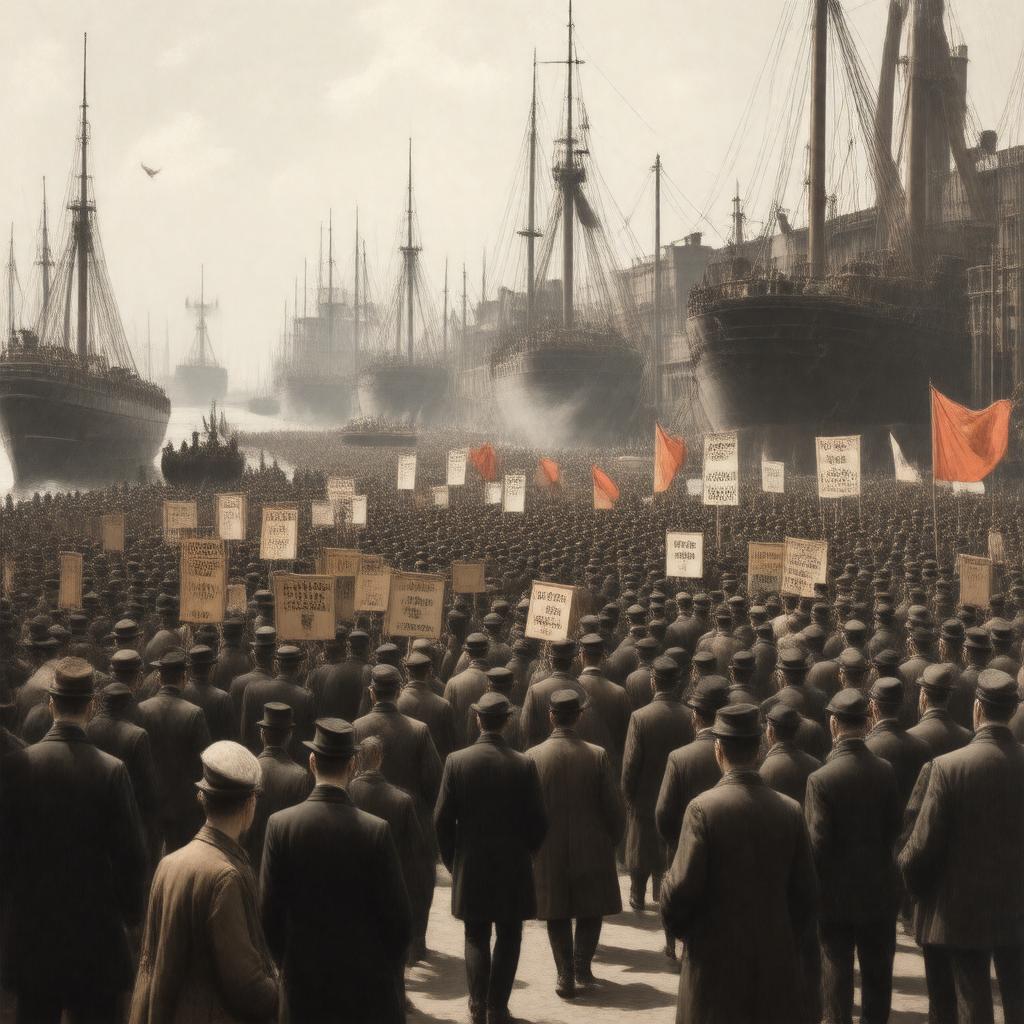 AI-created image of London Dock Strike
