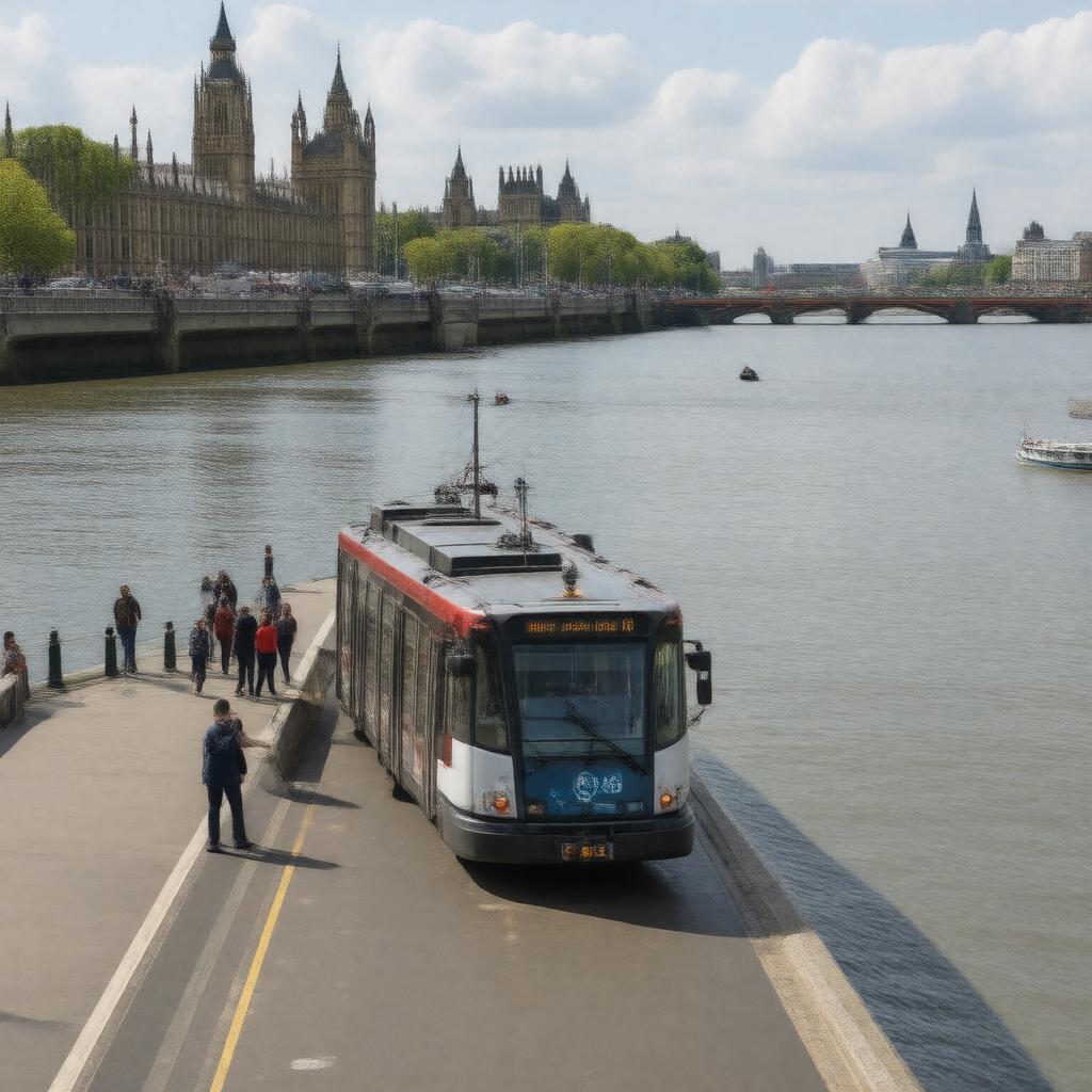 AI-created image of London River Services piers